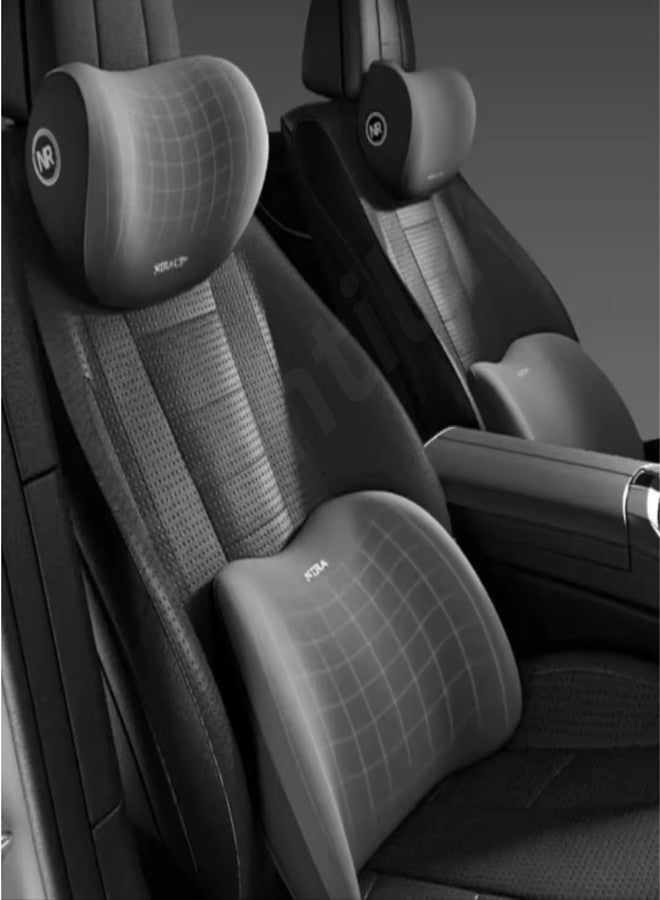 Tendula Car Headrest & Lumbar Support Cushion Kit, Ergonomic Car Seat Neck Pillow and Backseat Cushion for Driving Fatigue Relief, Driving Seat Memory Foam Neck Back Rest Pillows (BLECK) - Image 2